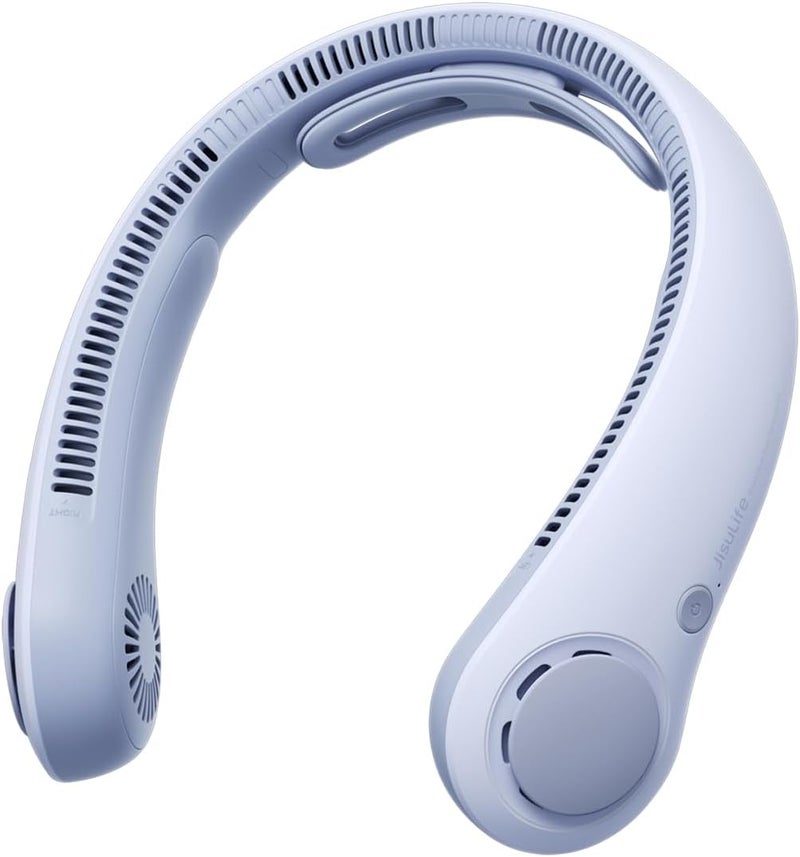 JISULIFE Enhanced Portable Neck Fan, Personal Hands-Free Neckband, 5-Speed Adjustment, 5000 mAh, Portable, Silent, Rechargeable, Gifts for Women and Men - Sunny Blue - Image 1