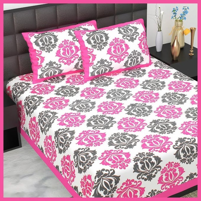 JAIPURI BEDSHEETS 100 COTTON DOUBLE BEDSHEET FOR DOUBLE BED KING SIZE TRADITIONAL JAIPURI BEDSHEET WITH 2 PILLOW COVERS MULTI024