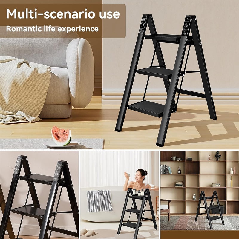 TONSYL Stepladder 3 Tiers Iron Material Stylish Foldable Load Capacity Handle Included Step Stand Step Stool AntiSlip Lightweight Safe Multifunctional Indoor and Outdoor 1 - Image 5