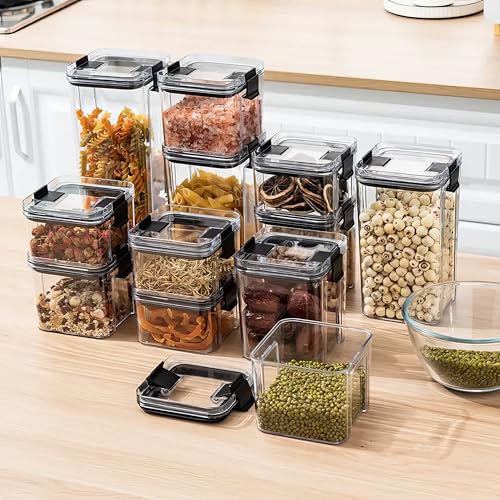 KWER 1200-400-700-1700ML Each 2 Air Tight Container Set For Home Kitchen Items Storage Containers Set Food Containers (Plastic, Pack Of 8), Black - Image 1