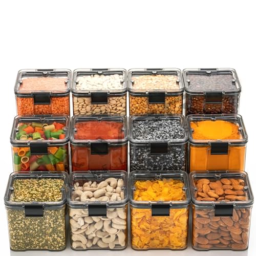 KWER 1200-400-700-1700ML Each 2 Air Tight Container Set For Home Kitchen Items Storage Containers Set Food Containers (Plastic, Pack Of 8), Black - Image 3