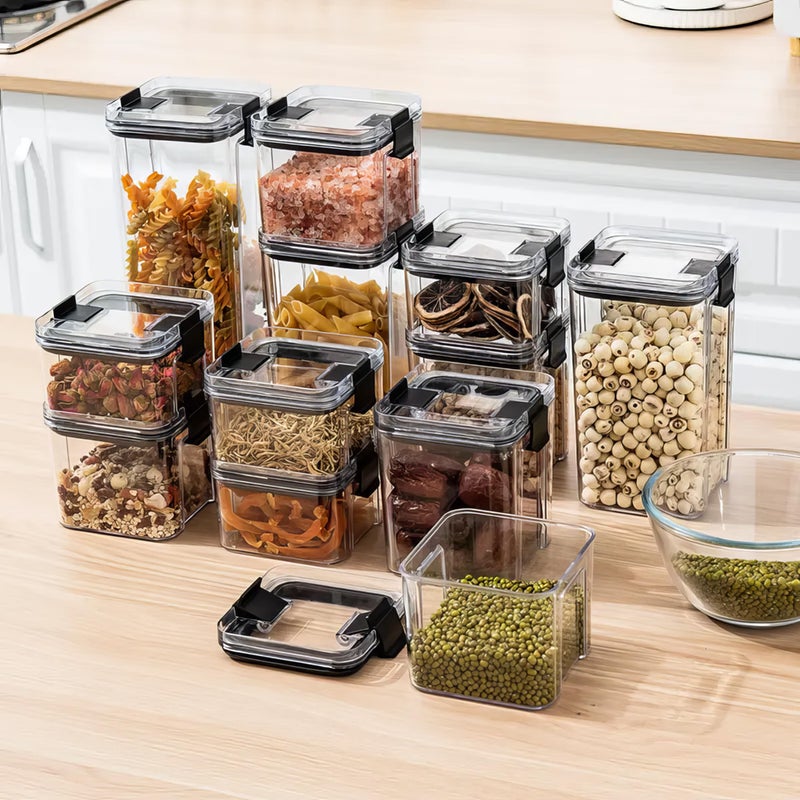 KWER 1200-400-700-1700ML Each 2 Air Tight Container Set For Home Kitchen Items Storage Containers Set Food Containers (Plastic, Pack Of 8), Black - Image 2