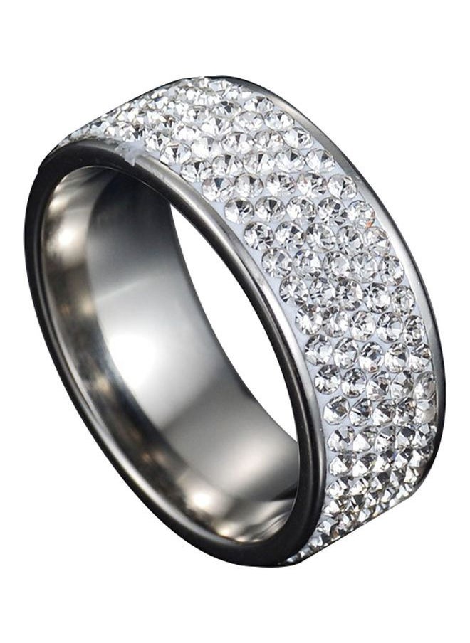 NIBEMINENT Titanium Steel Zircon Studded Ring 