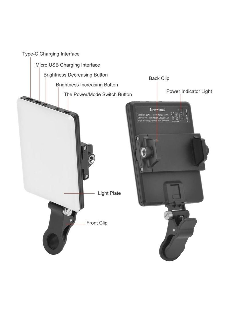 Cool Baby Style LED High-Power Rechargeable Clip-on Fill-light Video Light with Front and Rear Clips  Adjustable to 3 Lighting Modes  Suitable for Mobile Phones  IPad Laptops Suitable for Makeup Selfies Vlog and Vide  - Image 4