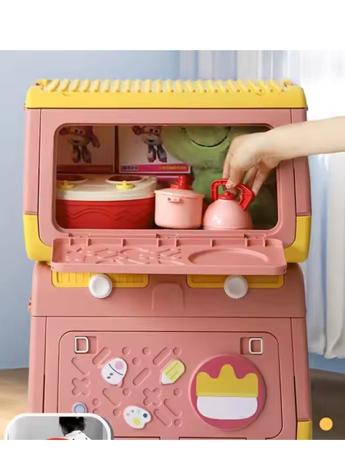 Manful Toy Storage Box with Wheels for Kids 20L, Multipurpose Portable Storage Case Container Cute for Games Book Puzzles Kids Bedroom Nursery Room  - Image 4