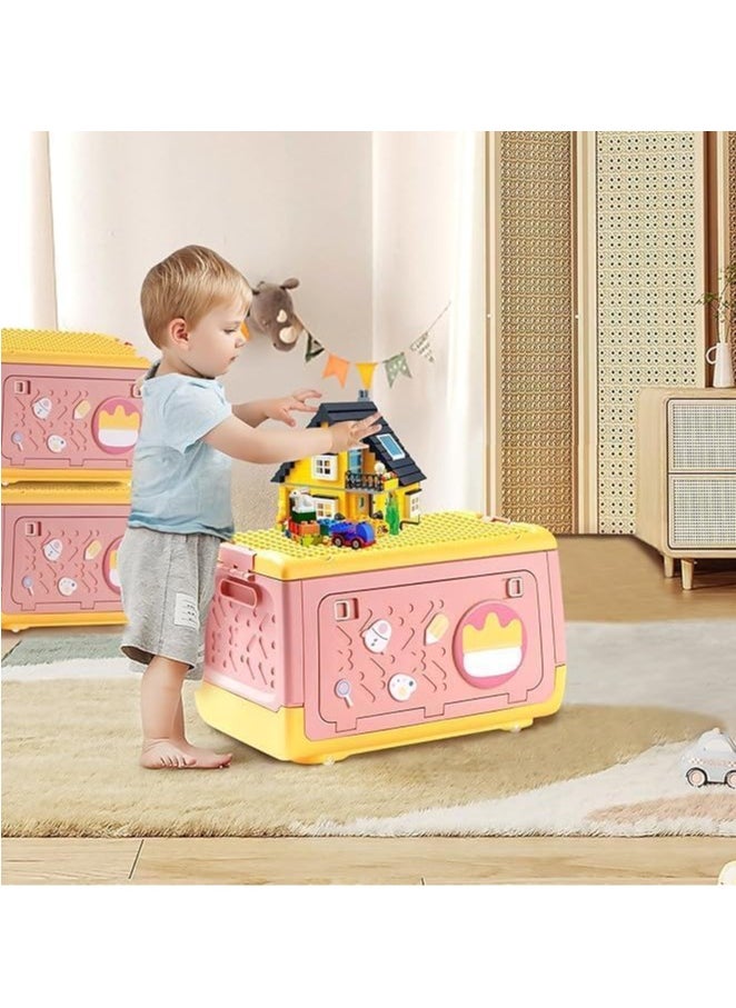 Manful Toy Storage Box with Wheels for Kids 20L, Multipurpose Portable Storage Case Container Cute for Games Book Puzzles Kids Bedroom Nursery Room  - Image 5