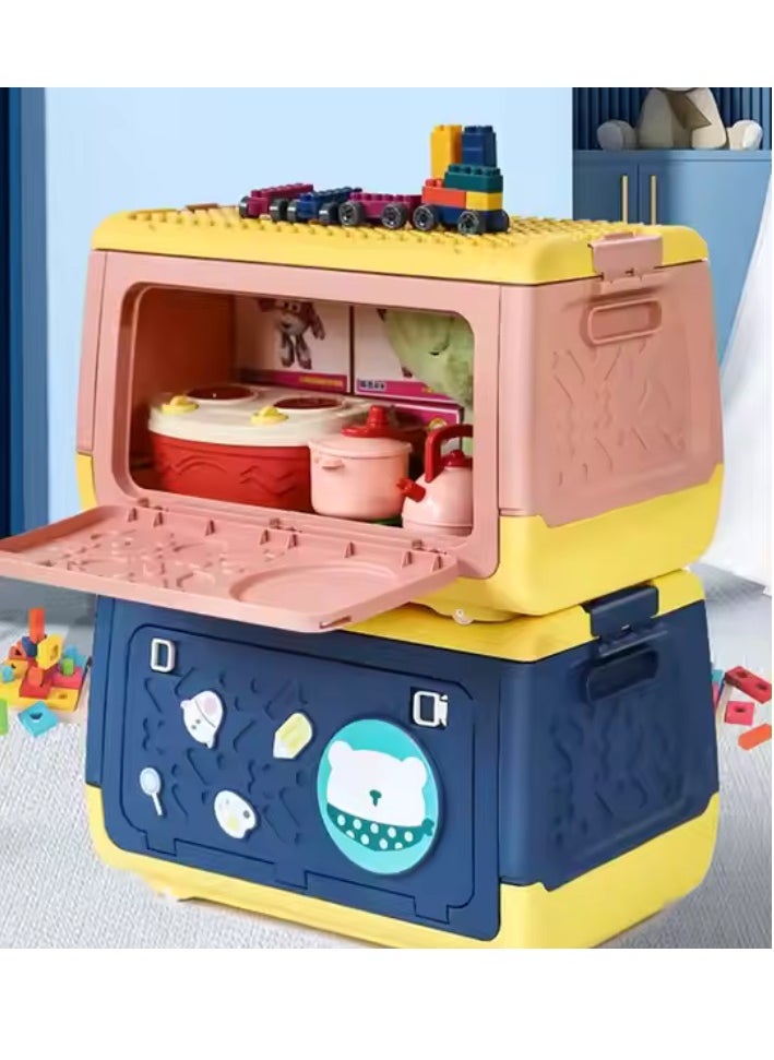 Manful Toy Storage Box with Wheels for Kids 20L, Multipurpose Portable Storage Case Container Cute for Games Book Puzzles Kids Bedroom Nursery Room  - Image 3