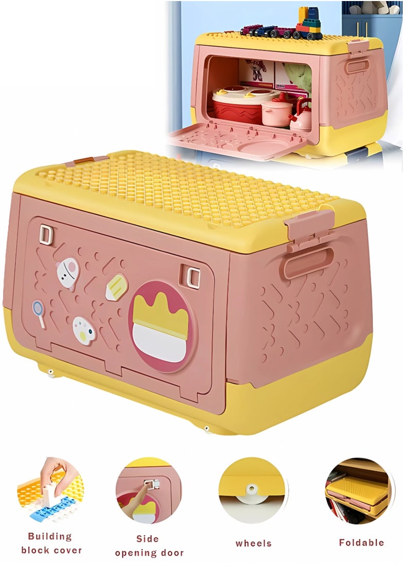 Manful Toy Storage Box with Wheels for Kids 20L, Multipurpose Portable Storage Case Container Cute for Games Book Puzzles Kids Bedroom Nursery Room  - Image 1