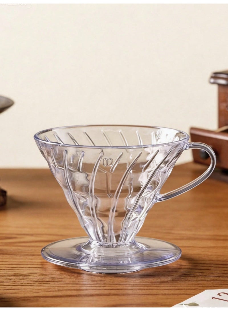Vonqu V02 V60 Pour Over Coffee Dripper, Clear BPA‑Free AS Resin Hand Coffee Filter Dripper with Handle Base, Heat Resistant for 100℃ Boiling Water for Home Office Camping Cafe and Coffee Corner - Image 1