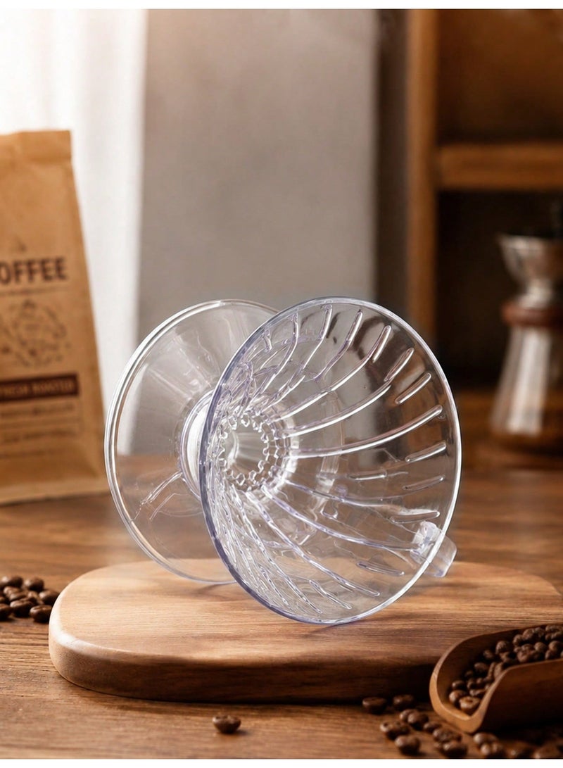 Vonqu V02 V60 Pour Over Coffee Dripper, Clear BPA‑Free AS Resin Hand Coffee Filter Dripper with Handle Base, Heat Resistant for 100℃ Boiling Water for Home Office Camping Cafe and Coffee Corner - Image 4
