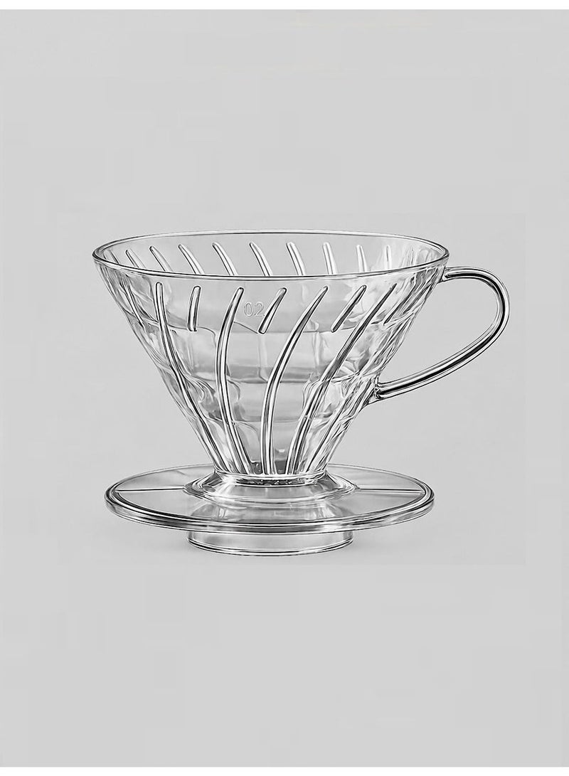 Vonqu V02 V60 Pour Over Coffee Dripper, Clear BPA‑Free AS Resin Hand Coffee Filter Dripper with Handle Base, Heat Resistant for 100℃ Boiling Water for Home Office Camping Cafe and Coffee Corner - Image 2