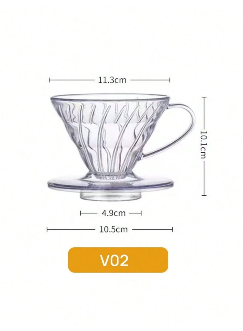 Vonqu V02 V60 Pour Over Coffee Dripper, Clear BPA‑Free AS Resin Hand Coffee Filter Dripper with Handle Base, Heat Resistant for 100℃ Boiling Water for Home Office Camping Cafe and Coffee Corner - Image 3