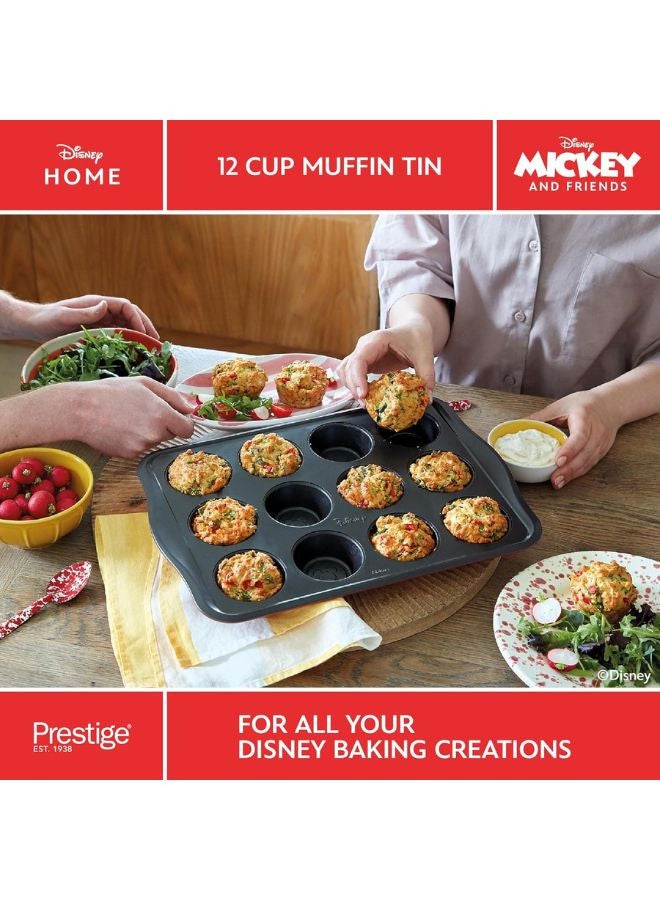 Prestige New Disney Bake with Mickey Mouse Muffin Trays For Baking 12 Cup - Non Stick Muffin Tin, Carbon Steel Bakeware, Red & Black - Image 5