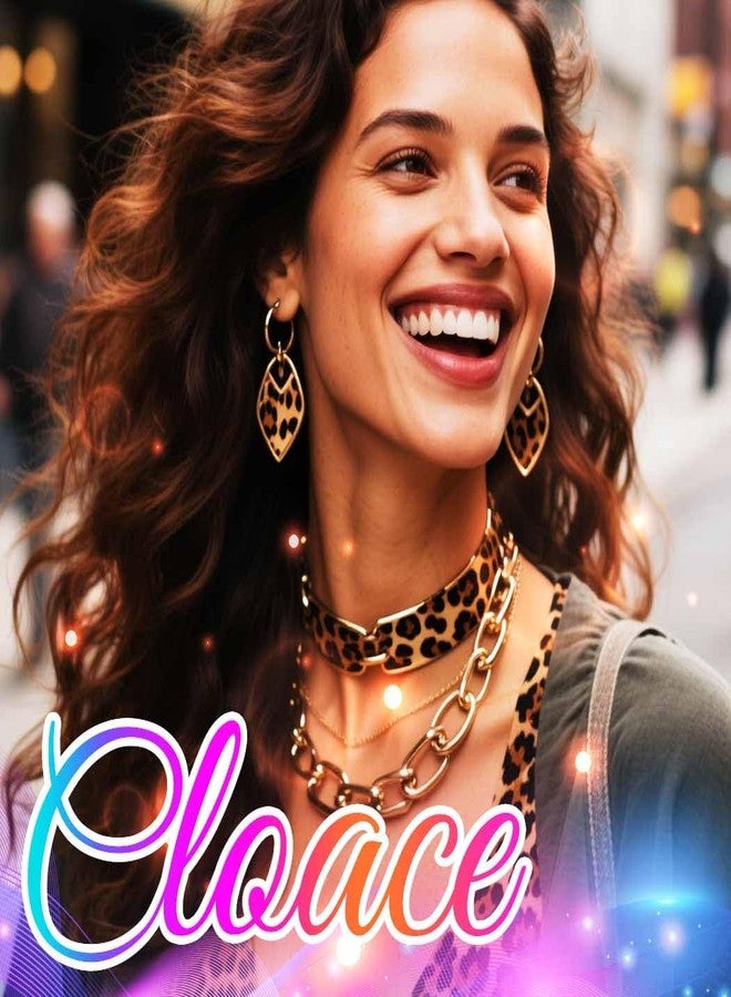 CLOACE Leopard Chunky Choker Necklace Set Thick Earring Punk Cuban Chain Jewelry Accessories for Women (Leopard) - Image 3