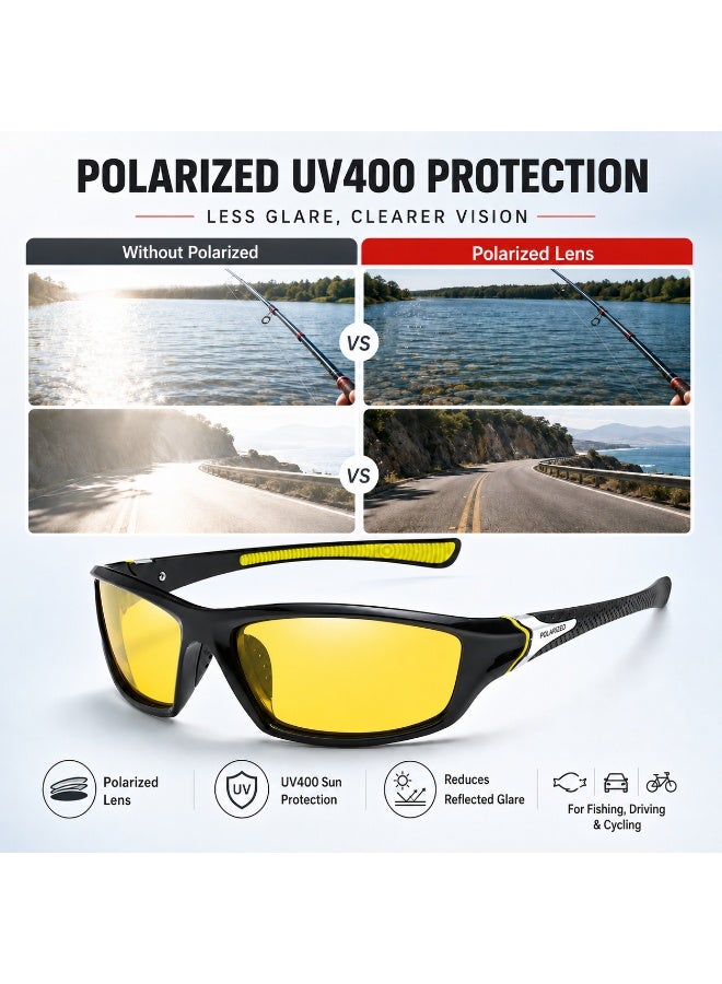 Polarized Sports Sunglasses for Men, UV400 Anti-Glare Eyewear for Fishing, Cycling, Driving, Hiking, Outdoor Activities — Lightweight TR90 Frame - Image 3