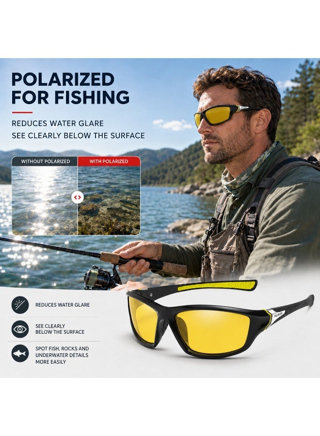 Polarized Sports Sunglasses for Men, UV400 Anti-Glare Eyewear for Fishing, Cycling, Driving, Hiking, Outdoor Activities — Lightweight TR90 Frame - Image 2