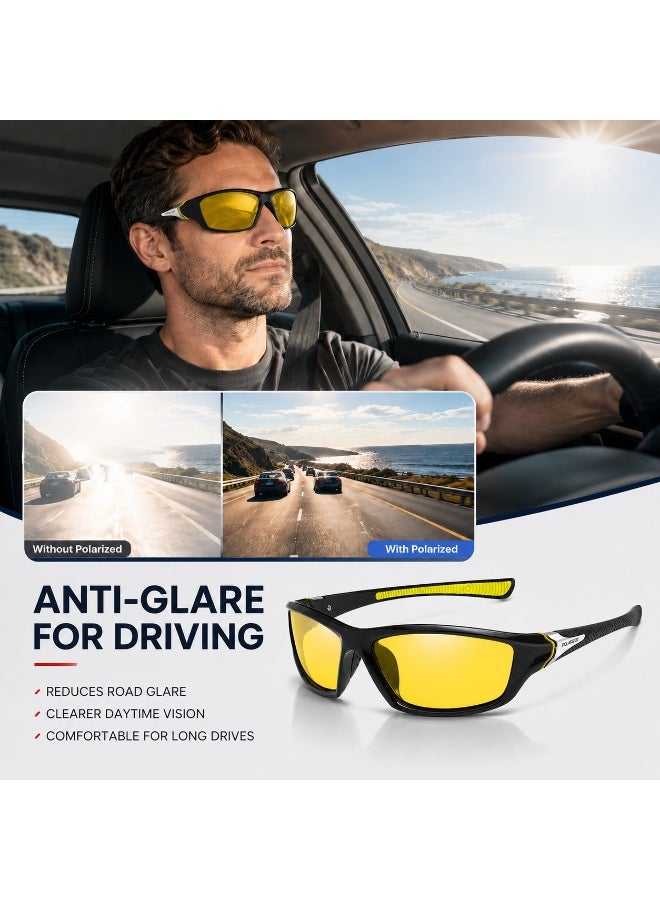 Polarized Sports Sunglasses for Men, UV400 Anti-Glare Eyewear for Fishing, Cycling, Driving, Hiking, Outdoor Activities — Lightweight TR90 Frame - Image 4