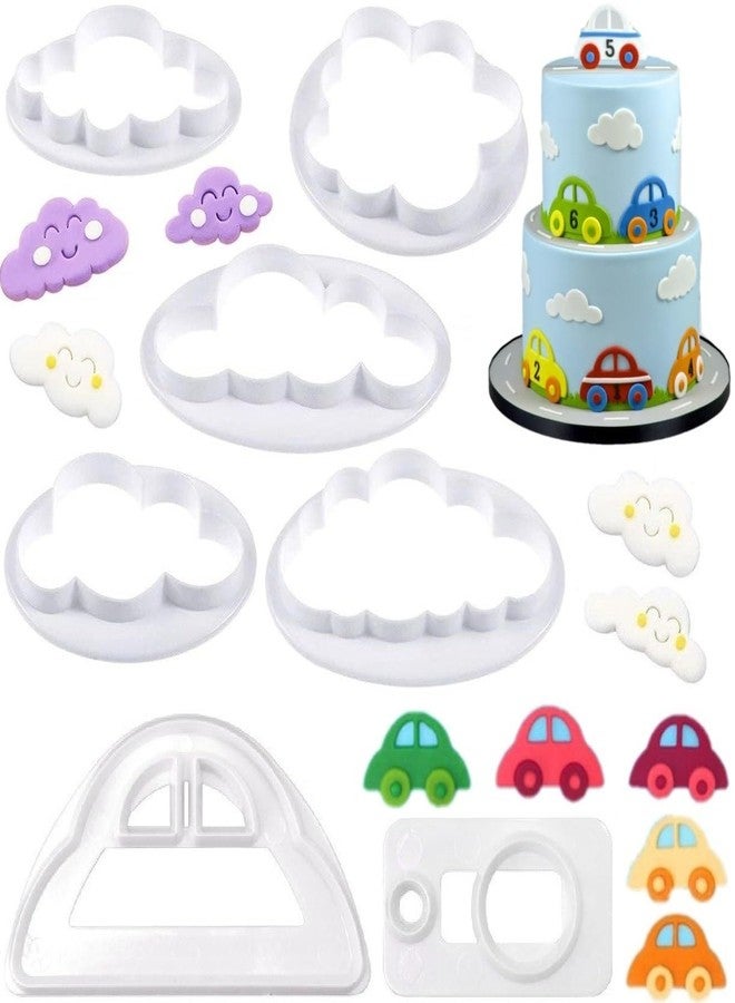 SUNKOOL Cloud Cookie Cutter,Fluffy Cloud Fondant Cutter Car Cookie Cutters Cake Mold Sugar Craft Mold Cake Decorating Tools 7pcs - Image 1