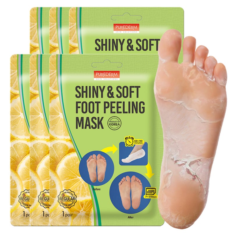 Purederm Shiny & Soft Foot Peeling Mask (6 pack) - For smooth and moist baby skin with Exfoliating peel off Calluses, Dry Skin, Cracked Heels - Men and Women - Image 1