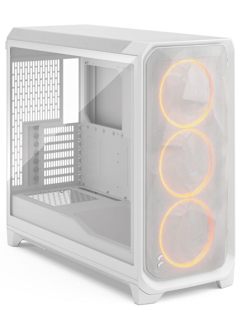 Fractal Design Meshify 3 XL RGB White TG Clear Tint  Full Tower ATX Case, Tempered Glass Side Panel, White Steel Frame, 3x 140mm RGB Fans Included, USB-C 20Gbps, Tool-Free Panels, Cable Management, Ambient RGB Lighting with Adjust Pro Fan & RGB Hub, White | FD-C-MES3X-06 - Image 3