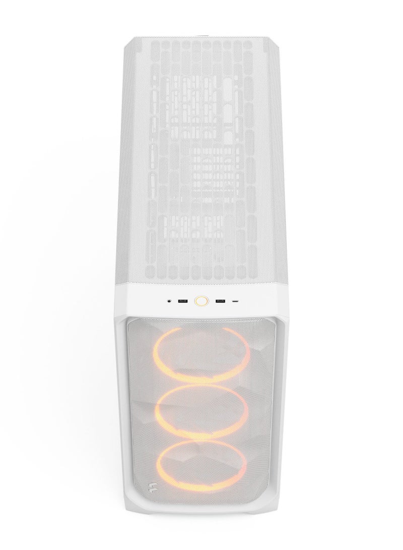 Fractal Design Meshify 3 XL RGB White TG Clear Tint  Full Tower ATX Case, Tempered Glass Side Panel, White Steel Frame, 3x 140mm RGB Fans Included, USB-C 20Gbps, Tool-Free Panels, Cable Management, Ambient RGB Lighting with Adjust Pro Fan & RGB Hub, White | FD-C-MES3X-06 - Image 5