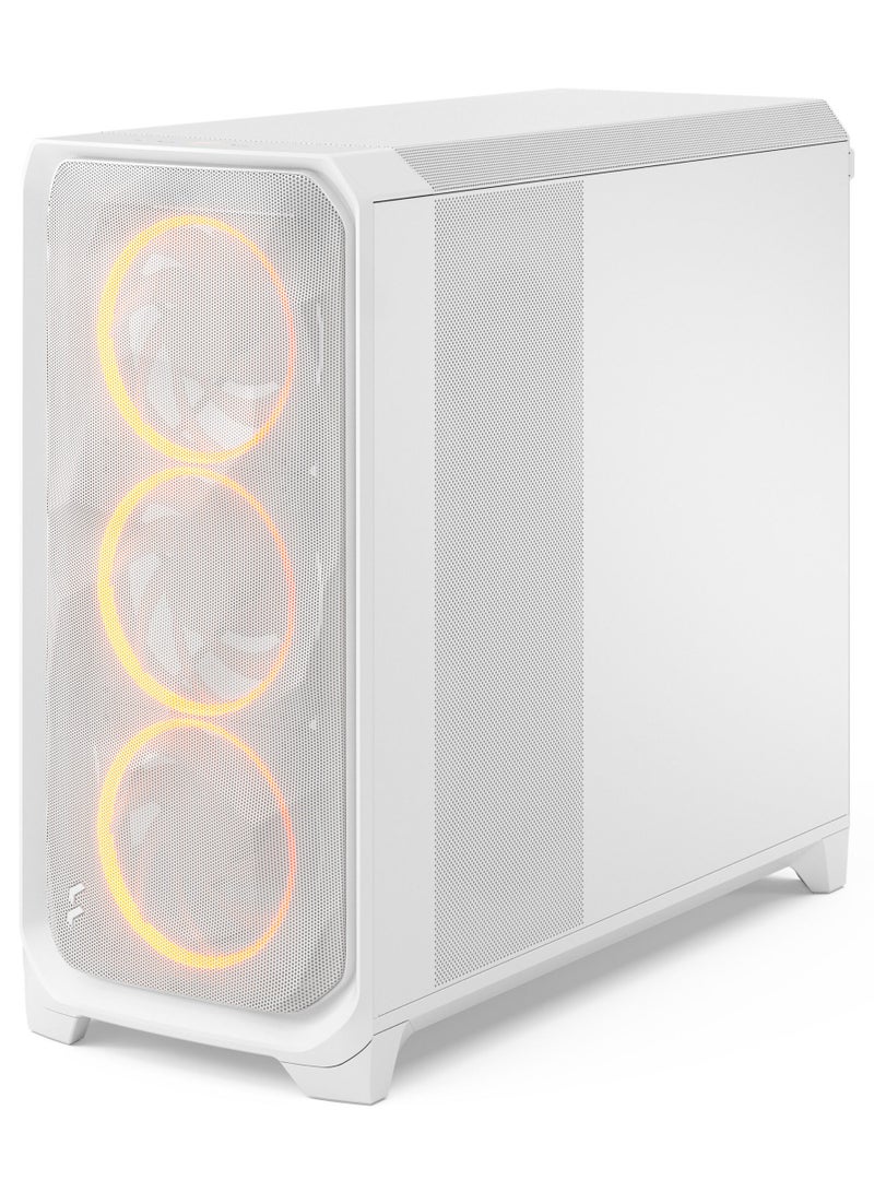 Fractal Design Meshify 3 XL RGB White TG Clear Tint  Full Tower ATX Case, Tempered Glass Side Panel, White Steel Frame, 3x 140mm RGB Fans Included, USB-C 20Gbps, Tool-Free Panels, Cable Management, Ambient RGB Lighting with Adjust Pro Fan & RGB Hub, White | FD-C-MES3X-06 - Image 4