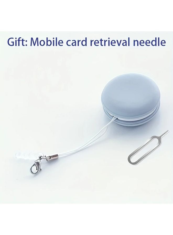 Blue Portable Microfiber Screen Eyeglass Cleaning Cloth with Keychain 1pc - Image 1