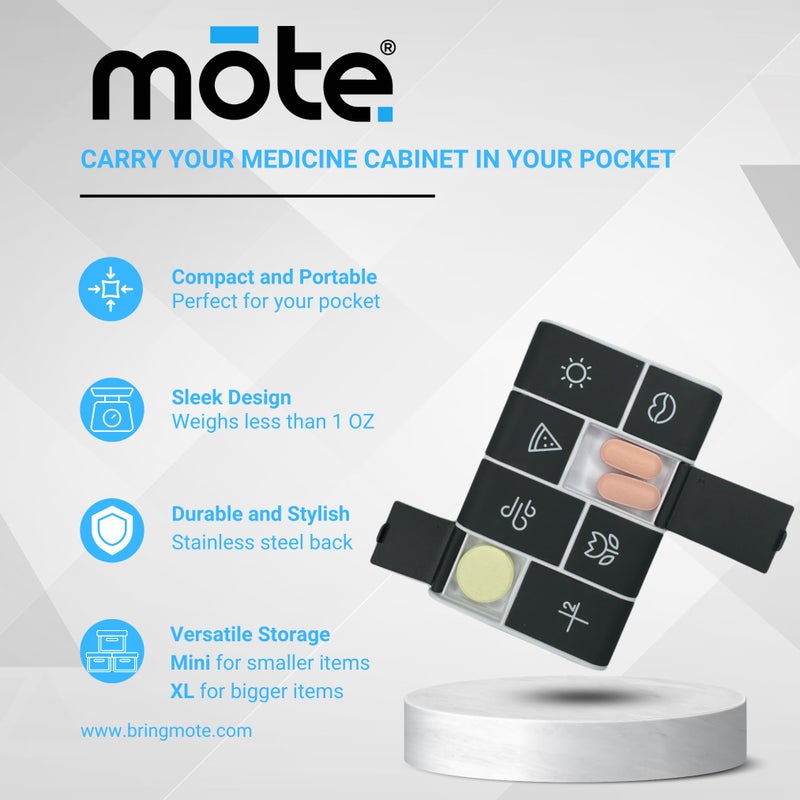 Mote Wallet Credit Card Size Pillbox Carry Medications, Pills 7 Day Weekly Organizer Pill case, Mini, Small Holder, Tiny, Travel, mote, Medicine(Mini Moonpie) - Image 3
