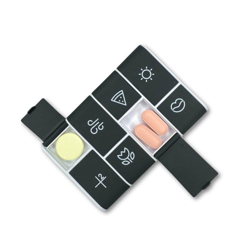 Mote Wallet Credit Card Size Pillbox Carry Medications, Pills 7 Day Weekly Organizer Pill case, Mini, Small Holder, Tiny, Travel, mote, Medicine(Mini Moonpie) - Image 1