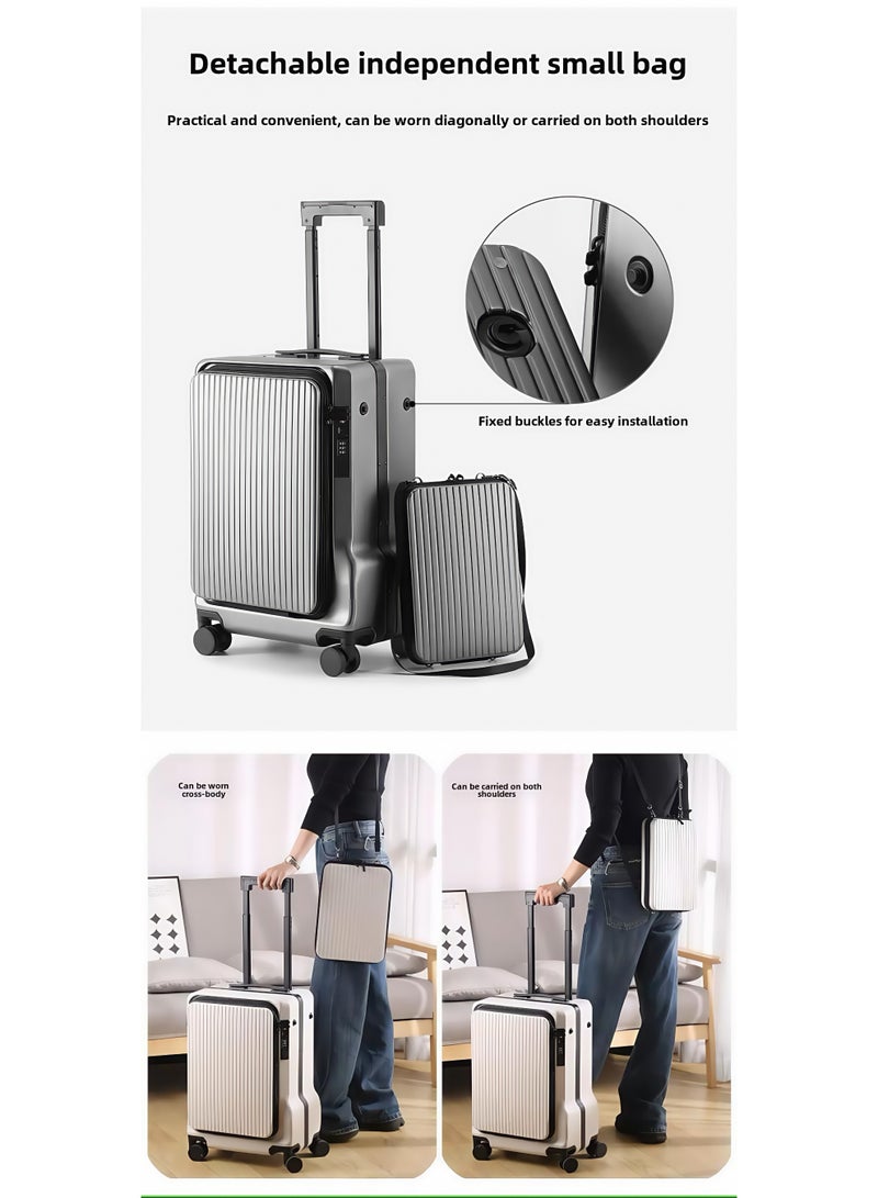 Skycare Skycare Black Airline-Approved PC Carry-On Luggage - Lightweight Hardside Spinner Suitcase with TSA Lock, USB Charging, Front Pocket, and Cup Holder - Image 5