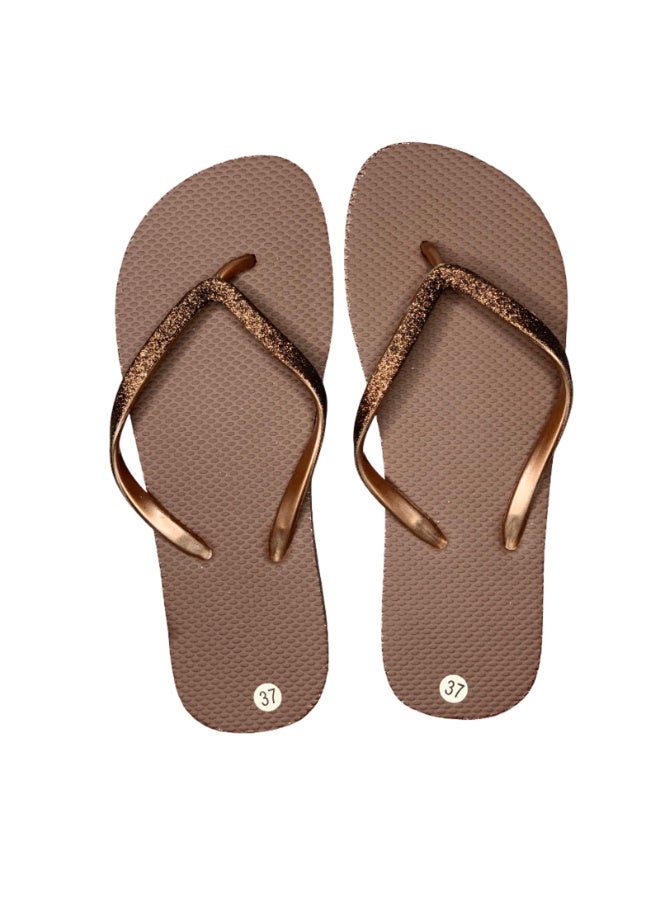 Influence Germany Women's Glitter Strap Flip-Flops – Brown - Image 1