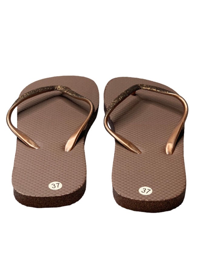 Influence Germany Women's Glitter Strap Flip-Flops – Brown - Image 2