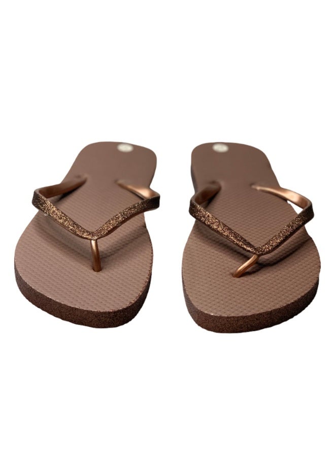 Influence Germany Women's Glitter Strap Flip-Flops – Brown - Image 3