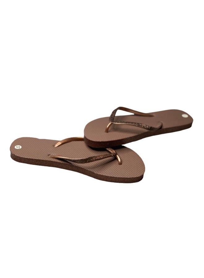 Influence Germany Women's Glitter Strap Flip-Flops – Brown - Image 4