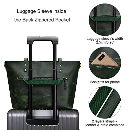 S-ZONE Women Vintage Genuine Leather Tote Bag Large Shoulder Purse Work Handbag - Image 5