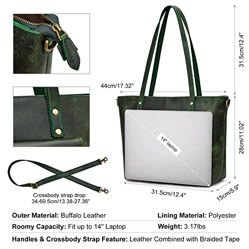 S-ZONE Women Vintage Genuine Leather Tote Bag Large Shoulder Purse Work Handbag - Image 4
