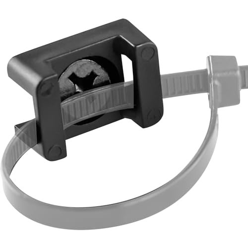 PHYXOLOGY SUPPLY Pro-Grade, Slim, 1x .6 Cable Tie Mounts With Screws 100 Pack. High Strength, Black Zip Tie Bases For Wire Management. Permanently Anchor To Wall, Desk or Baseboard. Run Cords at Your Home or Office - Image 1