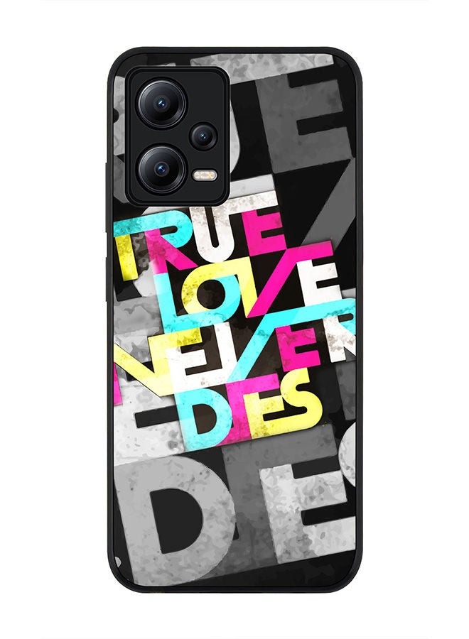 Stylizedd Rugged Black edge case for Poco X5 / Redmi Note 12 5G Slim fit Soft Case Flexible Rubber Edges Anti Drop TPU Gel Thin Cover - True Love Never Dies - Image 1