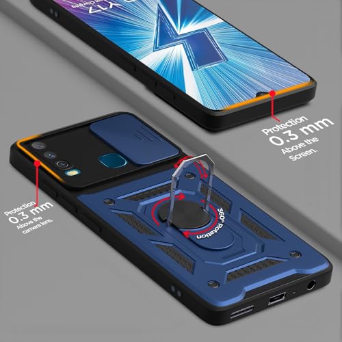 Pikkme Back Cover for Vivo Y12 / Y15 / Y17 / U10 | Sliding Camera Shield with Ring Stand | D10 Full Camera Protection Bumper Case (Blue) - Image 4