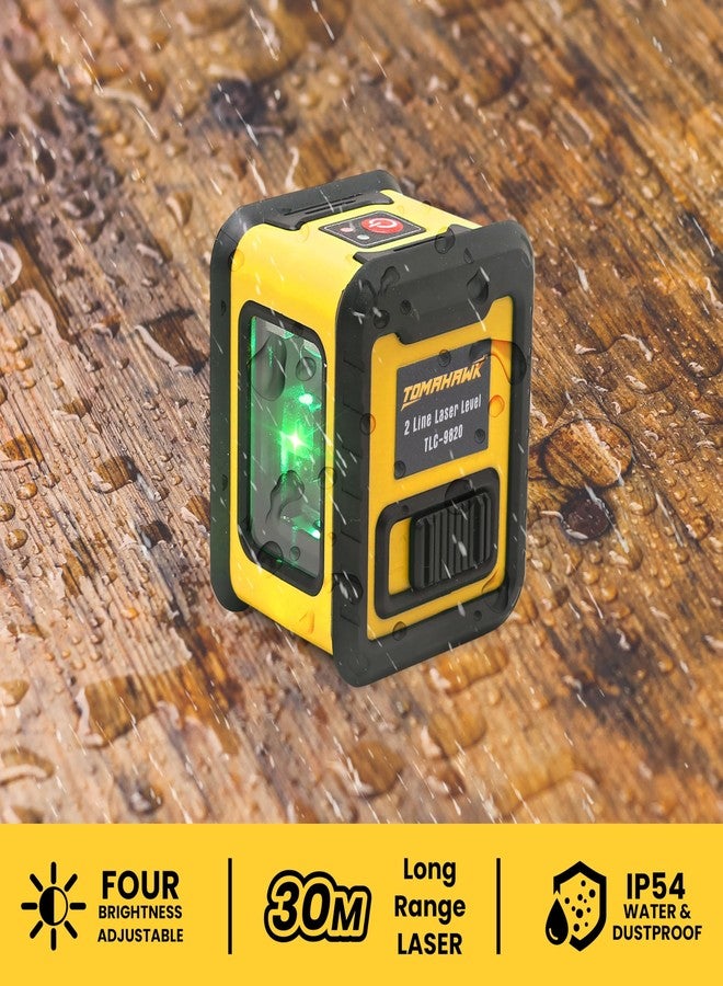 TOMAHAWK® TLC-9820 - Compact 2 Green Line Laser Level - 98ft Green Cross Self-Levelling Laser Line for Construction with Vertical/Horizontal Magnetic Base, Adjustable Brightness - Image 3