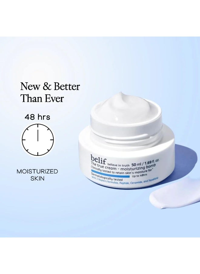 belif The True Cream Moisturizing Bomb 50ml | Intense Face Moisturizer for Dry, Sensitive Skin | 26-Hour Hydration with Panthenol, Oat & Comfrey | Hydrating Cream for Women & Men - Image 3