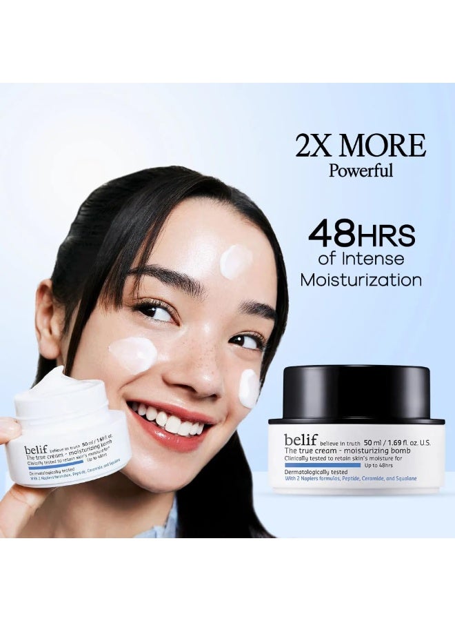 belif The True Cream Moisturizing Bomb 50ml | Intense Face Moisturizer for Dry, Sensitive Skin | 26-Hour Hydration with Panthenol, Oat & Comfrey | Hydrating Cream for Women & Men - Image 4