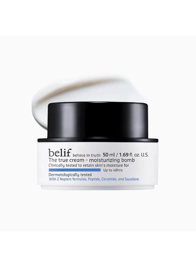 belif The True Cream Moisturizing Bomb 50ml | Intense Face Moisturizer for Dry, Sensitive Skin | 26-Hour Hydration with Panthenol, Oat & Comfrey | Hydrating Cream for Women & Men - Image 1