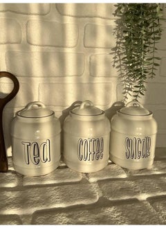 Devigo Porcelain Tea/Coffee/Sugar Jar Set 1400 ml 3-piece  - Image 2