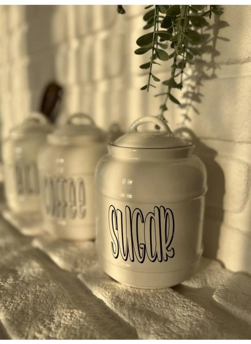 Devigo Porcelain Tea/Coffee/Sugar Jar Set 1400 ml 3-piece  - Image 3