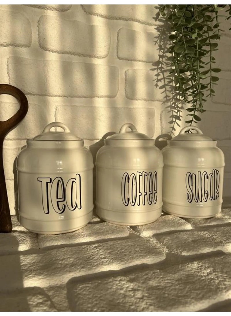 Devigo Porcelain Tea/Coffee/Sugar Jar Set 1400 ml 3-piece  - Image 4