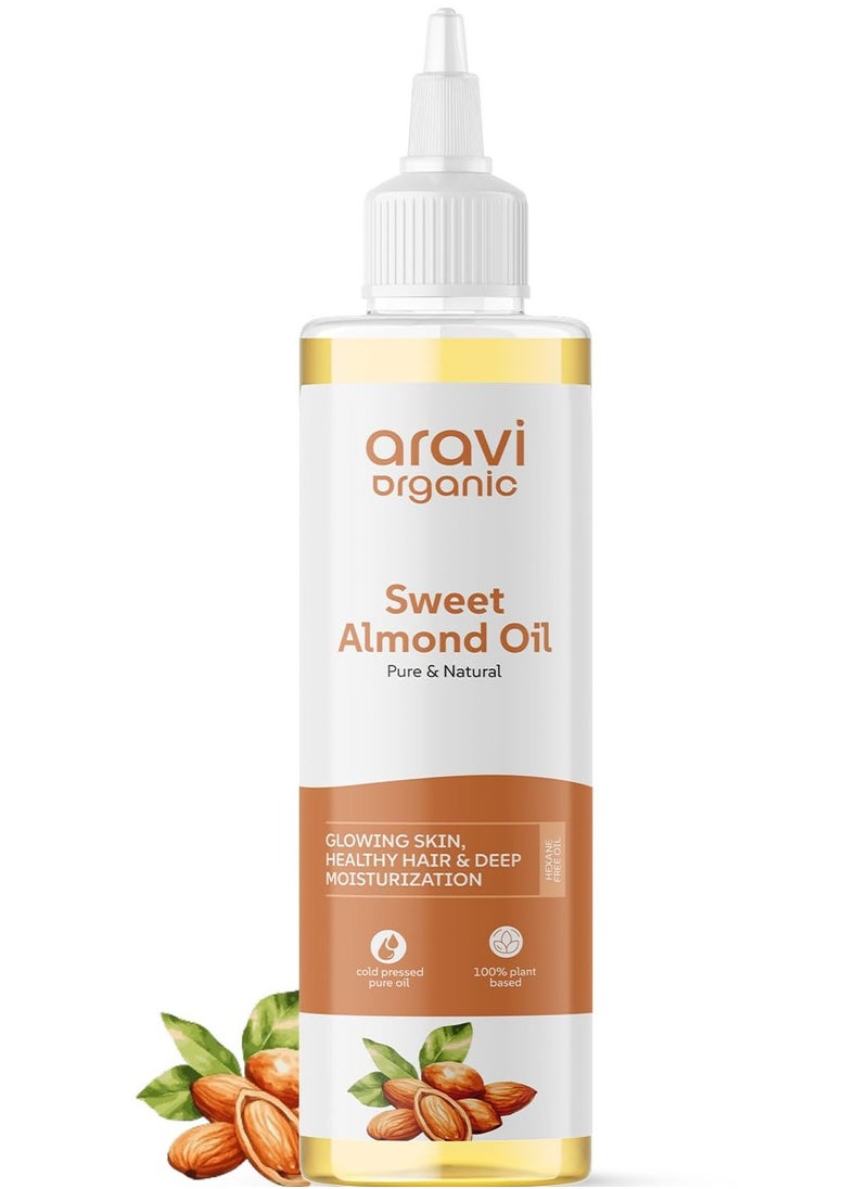 Aravi Organic - Aravi Organic 100% Pure Organic Cold Pressed Badam Rogan Sweet Almond Oil For Healthy Hair and Skin 200ml - Image 1