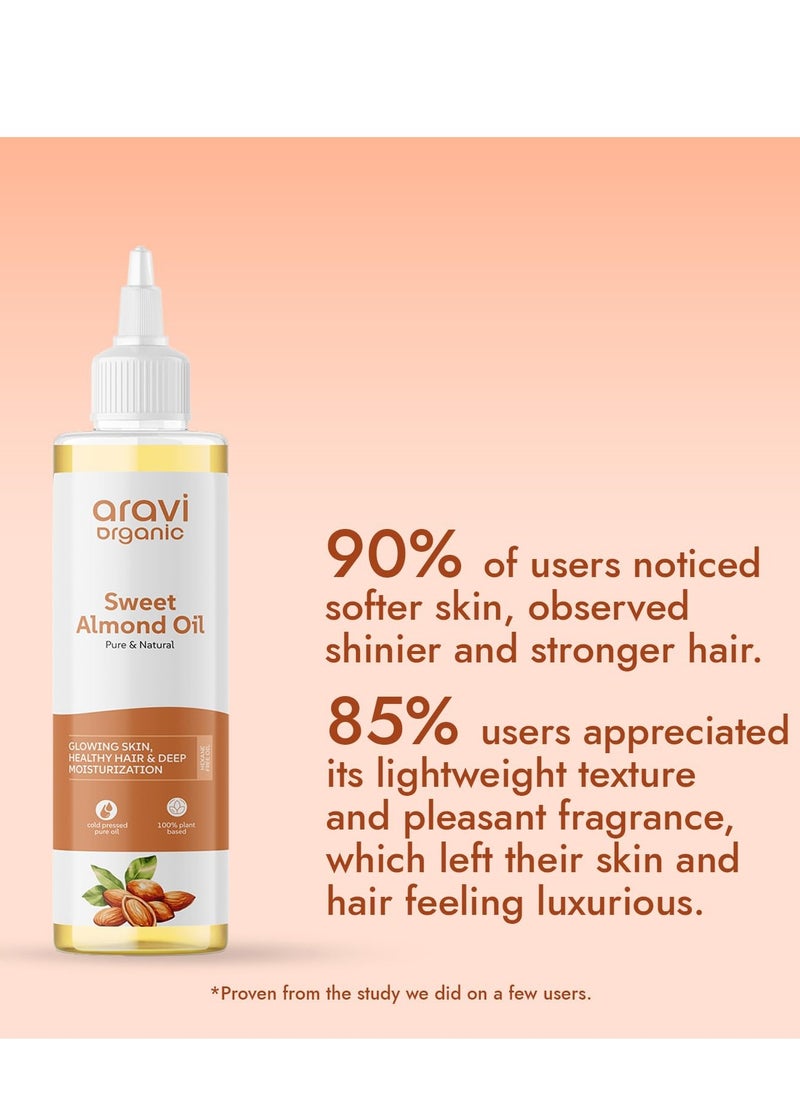 Aravi Organic - Aravi Organic 100% Pure Organic Cold Pressed Badam Rogan Sweet Almond Oil For Healthy Hair and Skin 200ml - Image 1