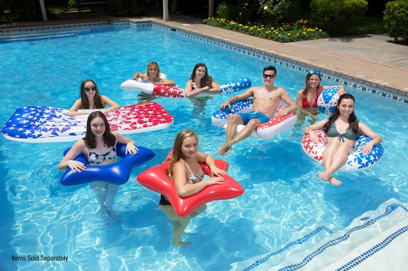 Poolmaster طوف سباحة قابل للنفخ بتصميم نجوم العلم الأمريكي من بولماستر، 36 بوصة - Image 5