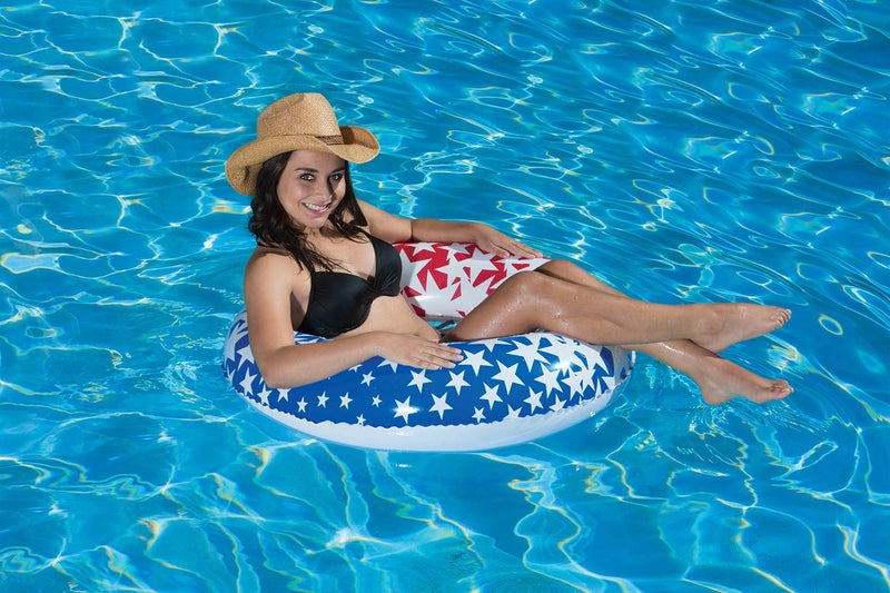 Poolmaster طوف سباحة قابل للنفخ بتصميم نجوم العلم الأمريكي من بولماستر، 36 بوصة - Image 2